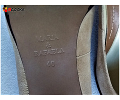 туфли женские, натуральная замша, остроносые, светло-коричневые, итальянские, бу - 2