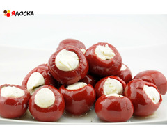 Македонские красные консервированные перчики черри фаршированные сыром - 1,8 чистого веса продукта - 2