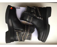Ботинки новые lestrosa италия кожа 39 черные внутри кожаные осень весна демисезонные обувь женская - 1