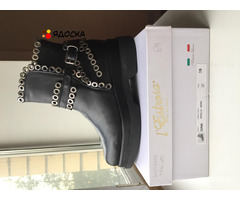 Ботинки новые lestrosa италия кожа 39 черные внутри кожаные осень весна демисезонные обувь женская - 2