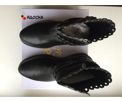 Ботинки новые lestrosa италия кожа 39 черные внутри кожаные осень весна демисезонные обувь женская - 3