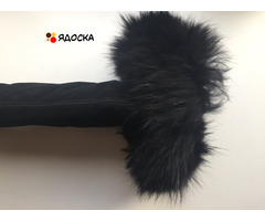 Ботфорты сапоги новые ferre италия 39 размер черные замша мех енот на потформе 2 см каблук 11 см - 4