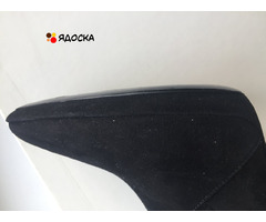 Сапоги чулки новые casadei италия 39 размер черные замша внутри кожа стрейтч платформа 1 см каблук ш - 6