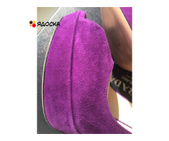 Туфли новые prada италия 39 размер замша сиреневые фиолетовые платформа 2 см каблук шпилька 11 см вн - 6