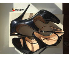 Босоножки туфли casadei италия 39 размер черные лак кожа платформа 1 см каблук шпилька 11 см одевали - 1