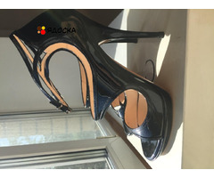Босоножки туфли casadei италия 39 размер черные лак кожа платформа 1 см каблук шпилька 11 см одевали - 2