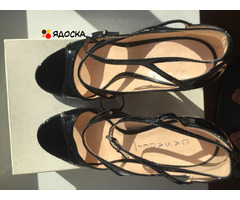 Босоножки туфли casadei италия 39 размер черные лак кожа платформа 1 см каблук шпилька 11 см одевали - 3