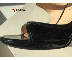Босоножки туфли casadei италия 39 размер черные лак кожа платформа 1 см каблук шпилька 11 см одевали - 6