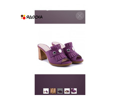 Сабо loriblu италия 39 размер кожа сиреневые фиолетовые каблук 8 см босоножки обувь женская лето - 1