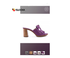 Сабо loriblu италия 39 размер кожа сиреневые фиолетовые каблук 8 см босоножки обувь женская лето - 2