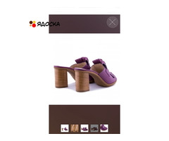 Сабо loriblu италия 39 размер кожа сиреневые фиолетовые каблук 8 см босоножки обувь женская лето - 3