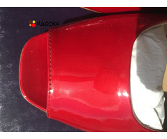 Балетки новые lesilla италия 39 размер красные лак кожа лаковая кожа кожаные мыс открыт вырез туфли - 5