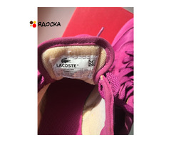 Кроссовки кеды новые lacoste 39 размер замша текстиль цвет розовый фукси подошва легкая обувь женска - 4