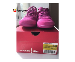 Кроссовки кеды новые lacoste 39 размер замша текстиль цвет розовый фукси подошва легкая обувь женска - 5