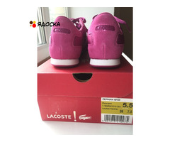 Кроссовки кеды новые lacoste 39 размер замша текстиль цвет розовый фукси подошва легкая обувь женска - 6