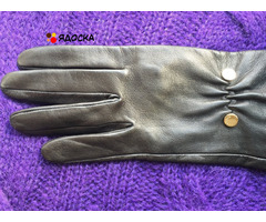 Перчатки новые versace италия кожа черные мех лиса песец двойной размер 7 7,5 44 46 s m - 7