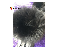 Перчатки новые versace италия кожа черные мех лиса песец двойной размер 7 7,5 44 46 s m - 8