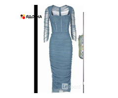 Платье новое dolce gabbana италия s 42 серое сетка миди вечернее коктельное нарядное стильное - 3