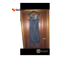 Платье новое dolce gabbana италия s 42 44 джинсовый сарафан корсетный синий миди длина стретч тянетс - 1