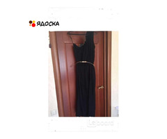 Платье сарафан длинный 46 48 m/l черный вискоза нейлон пояс золото кожзам вечернее новое нарядное на - 1