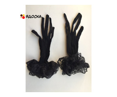 Перчатки новые женские черные сетка кружева стретч 42 44 46 м s аксессуары мягкие вечерние оборки ри - 6