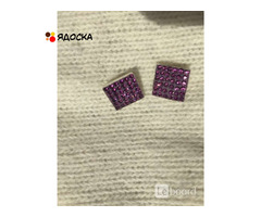 Серьги пусеты бижутерия стразы сваровски swarovski сиреневый фиолетовый кристаллы камни украшение мо - 1