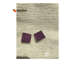 Серьги пусеты бижутерия стразы сваровски swarovski сиреневый фиолетовый кристаллы камни украшение мо - 4