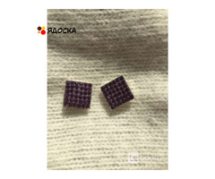 Серьги пусеты бижутерия стразы сваровски swarovski сиреневый фиолетовый кристаллы камни украшение мо - 5