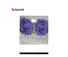 Браслет новый на резинке сиреневый фиолетовый розы пластик бижутерия украшение женский летний вечерн - 1