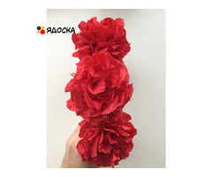Ободок на волосы в стиле dolce&gabbana красный цветы розы украшение бижутерия аксессуары - 2