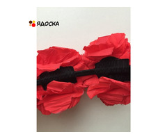 Ободок на волосы в стиле dolce&gabbana красный цветы розы украшение бижутерия аксессуары - 4