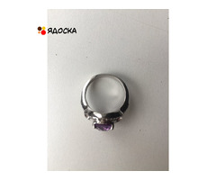 Кольцо новое серебро 19 размер камень аметист фиолетовый сиреневый камни сваровски swarovski кристал - 7