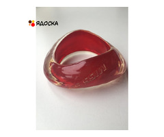 Браслет новый miss sixty красный прозрачный пластик широкий круглый бижутерия вишневый размер средни - 2